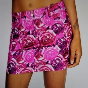 Nasty Gal Rose Printed Zip Front Mini Skirt; Size 10.